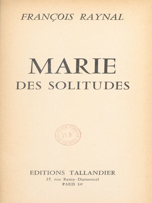 cover image of Marie des solitudes